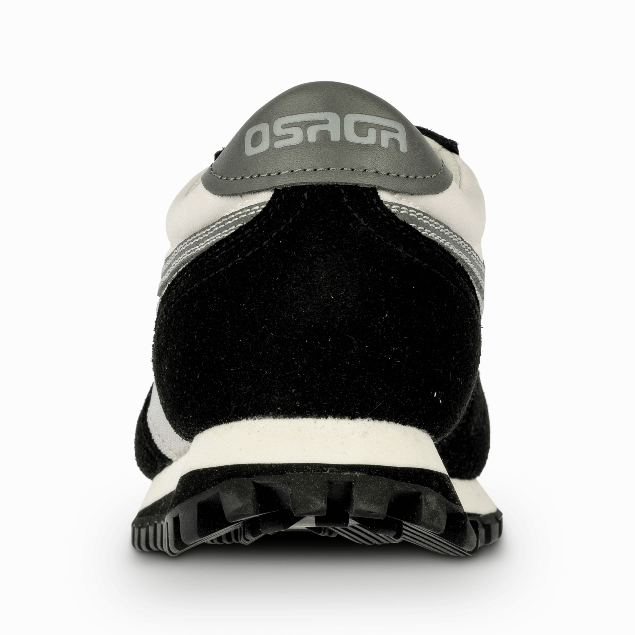 Osaga Men's White, Black & Gray Retro Sneakers KT-26 Monochrome back shoe view