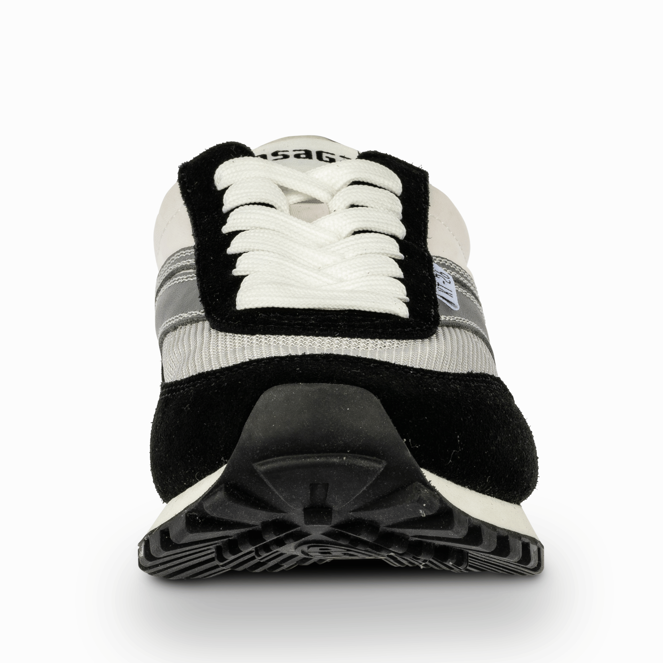 Osaga Men's White, Black & Gray Retro Sneakers KT-26 Monochrome front shoe view