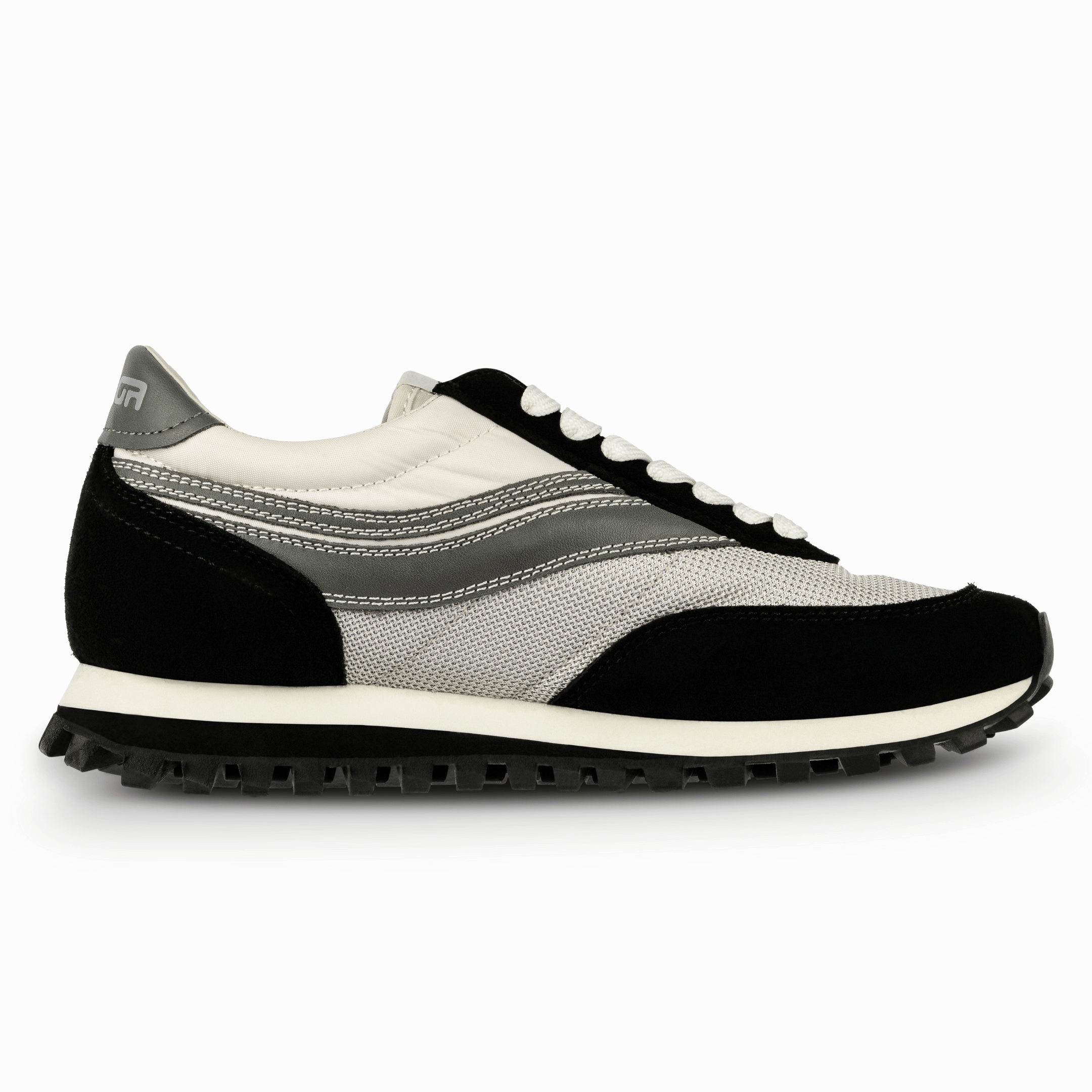 Osaga Men's White, Black & Gray Retro Sneakers KT-26 Monochrome right shoe profile