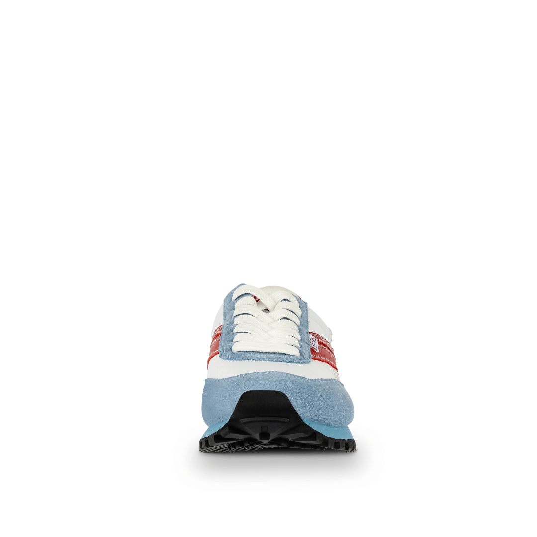 front view of osaga KT-26 sneaker red blue black