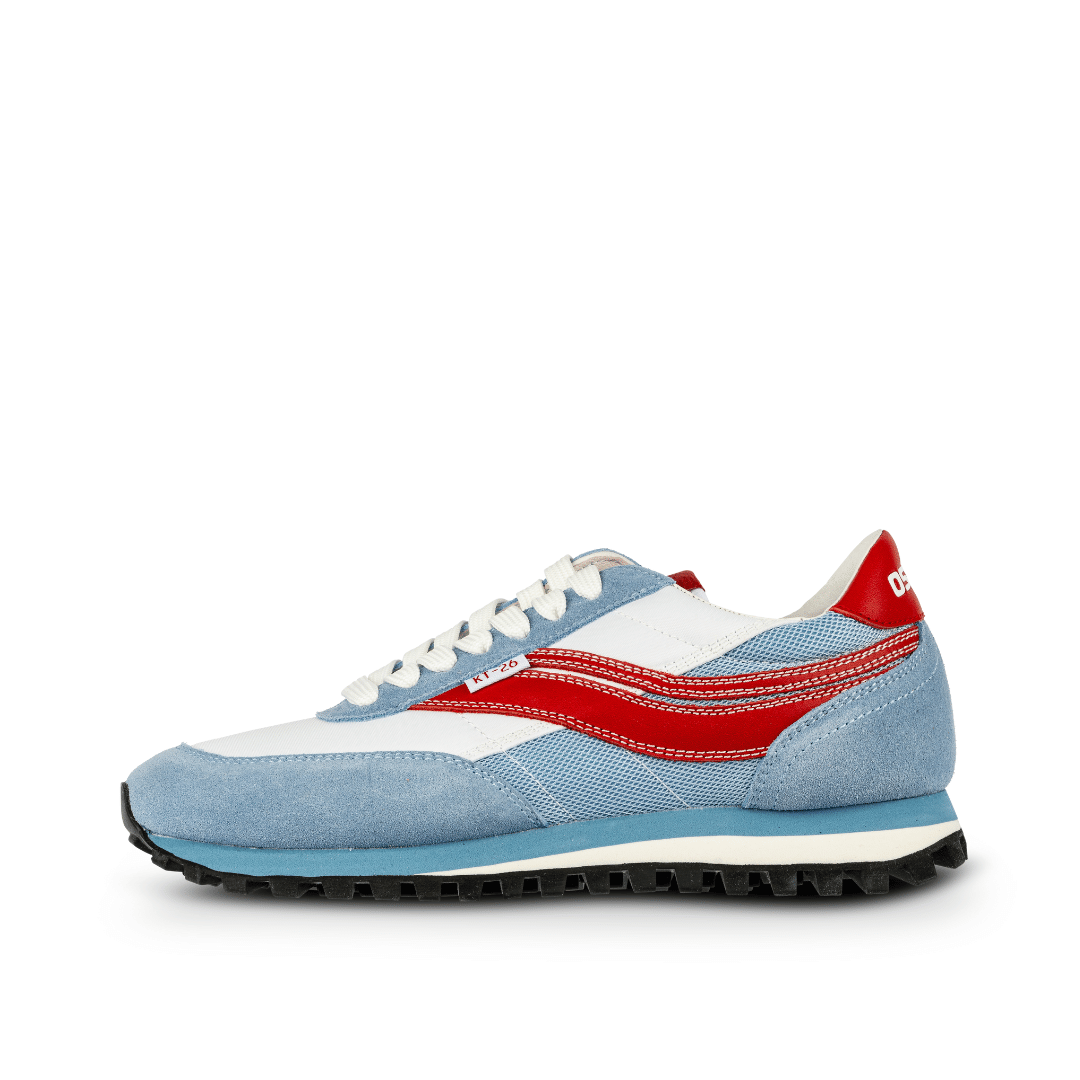 osaga KT-26 left profile blue suede mesh shoe