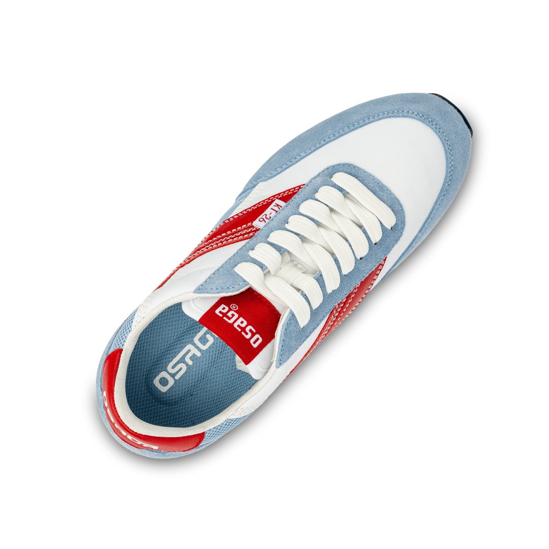 Osaga KT-26 sneaker top-down view showing laces and red stripe detail