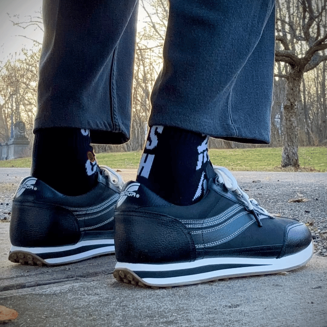 Osaga 80 Unisex Black Leather Retro Sneaker